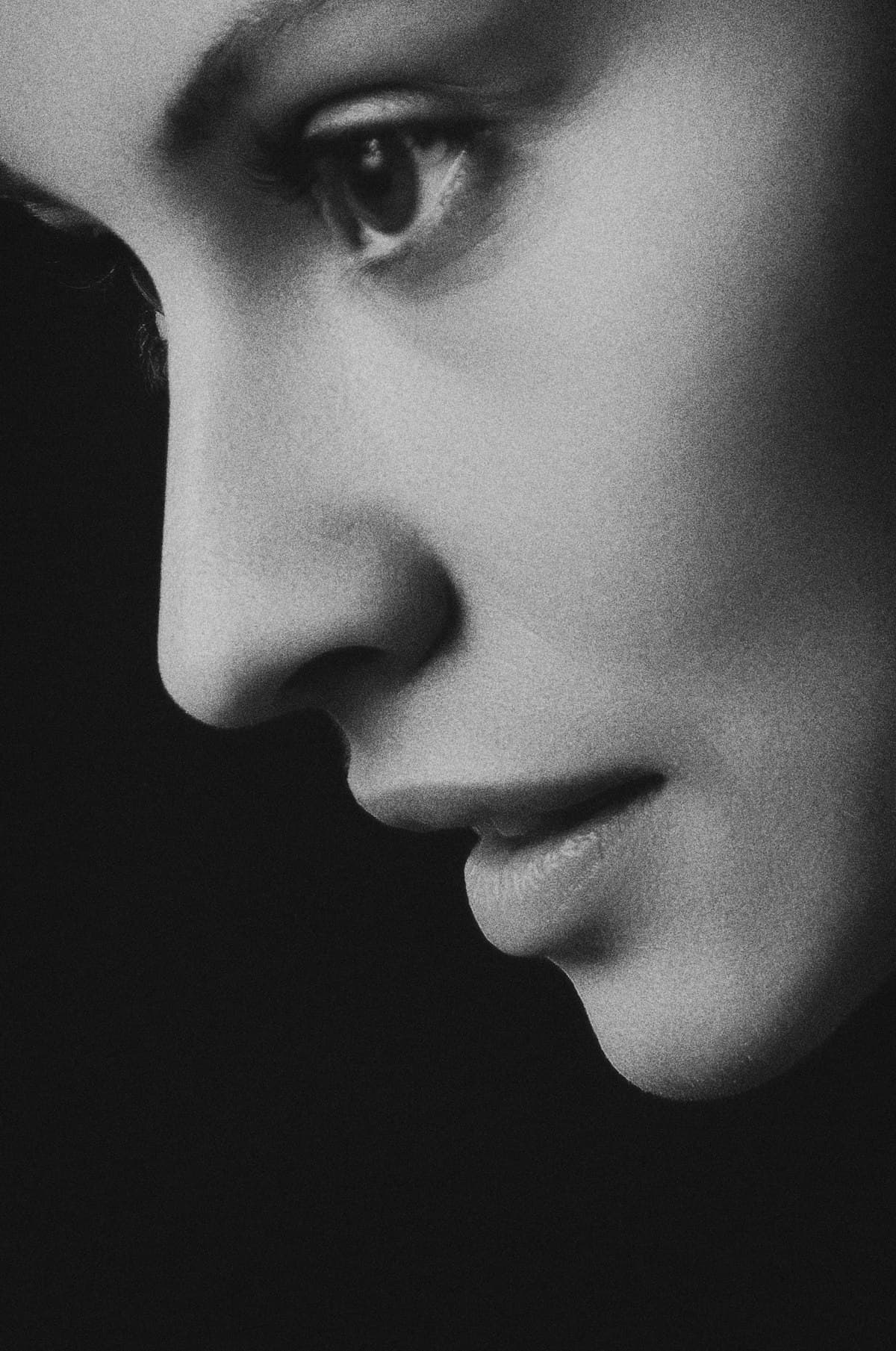 Close editorial portrait of a woman's face
